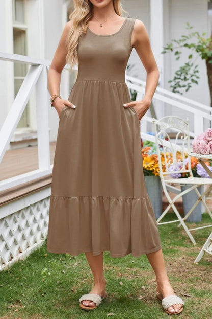 Hazel Blues® |  Round Neck Wide Strap Tank Dress
