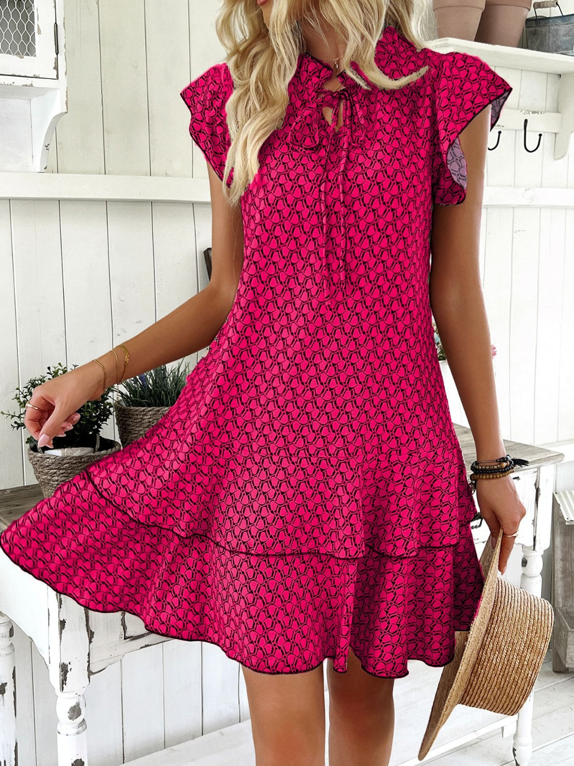 Hazel Blues® | Ruffled Layered Printed Mini Dress