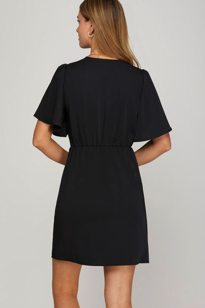 Hazel Blues® |  She + Sky Ruffled Surplice Short Flutter Sleeve Mini Dress