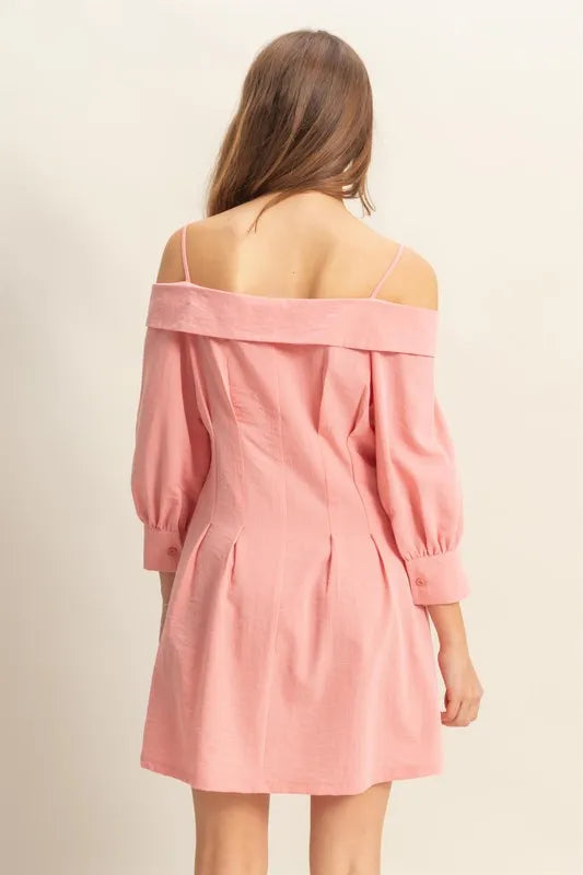 Hazel Blues® |  HYFVE Button Down Spaghetti Strap Mini Dress with Pockets