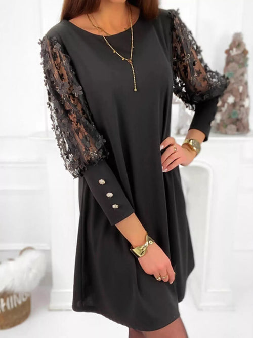 Hazel Blues® |  Floral Lace Sleeve Mini Dress
