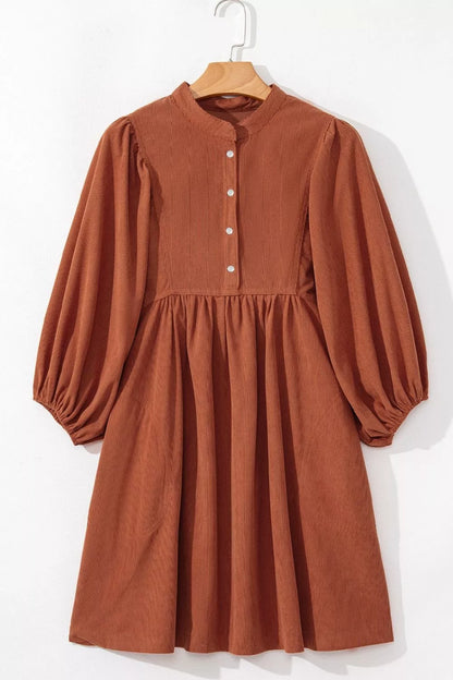 Hazel Blues® |  Corduroy Button-Down Babydoll Dress