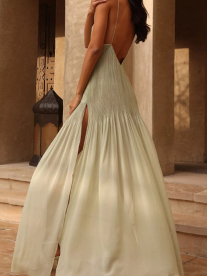 Hazel Blues® |  Elegant Pleated Sheer Maxi Cami Dress
