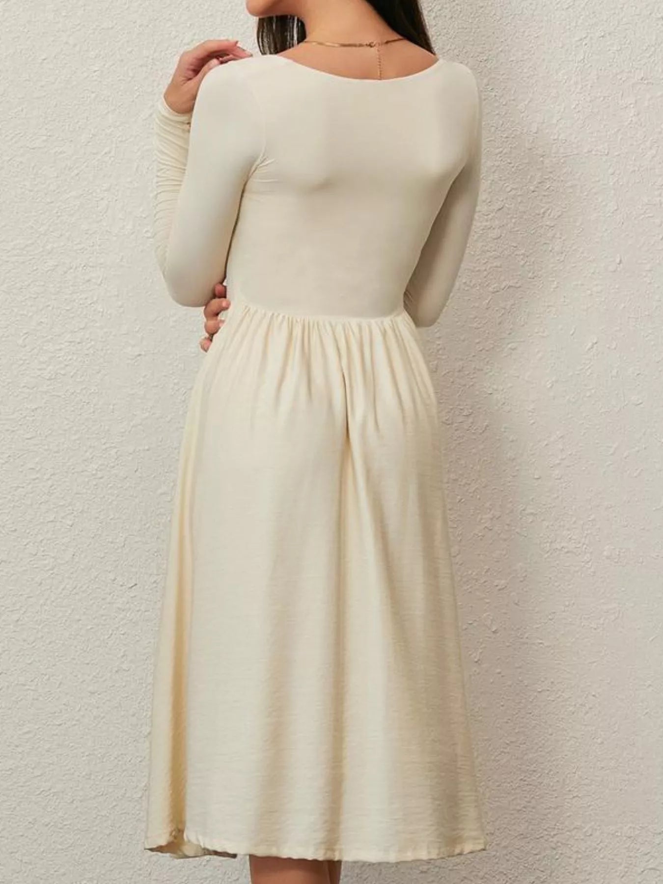 Hazel Blues® |  Square Neck Long Sleeve Midi Dress