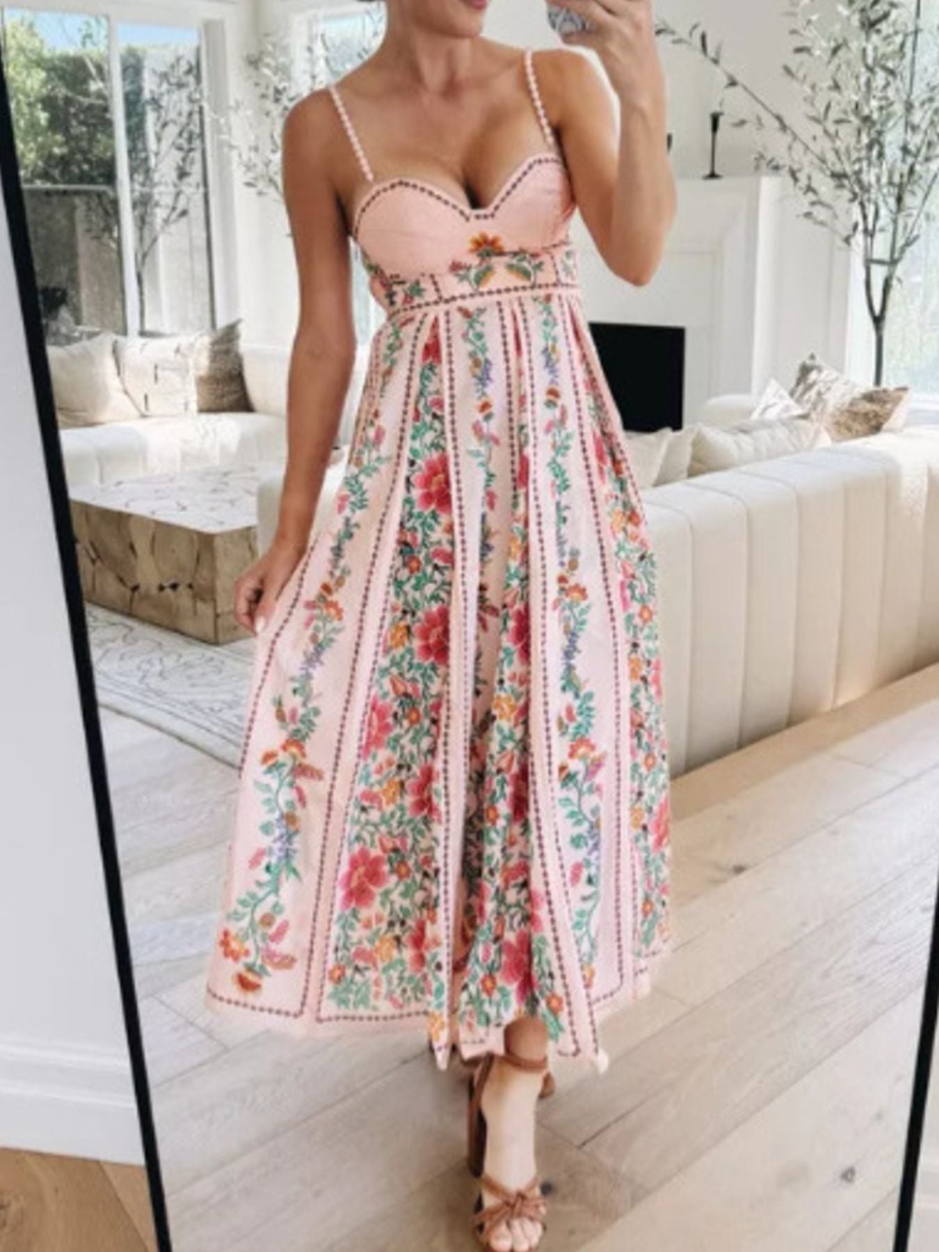 Hazel Blues® |  Floral Print Sweetheart Neck Cami Dress