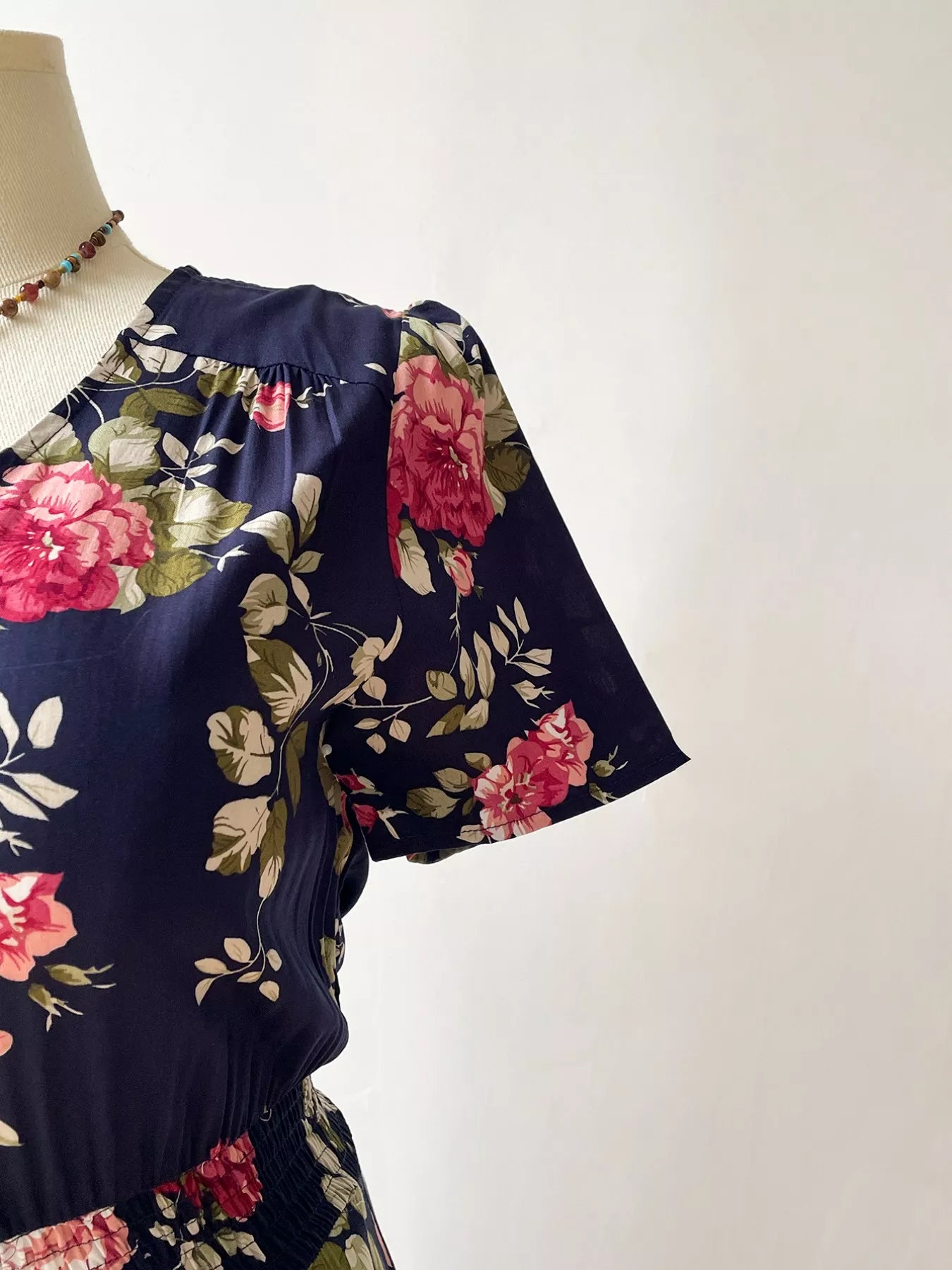 Hazel Blues® | Floral Print Short Sleeves V-Neck Dress
