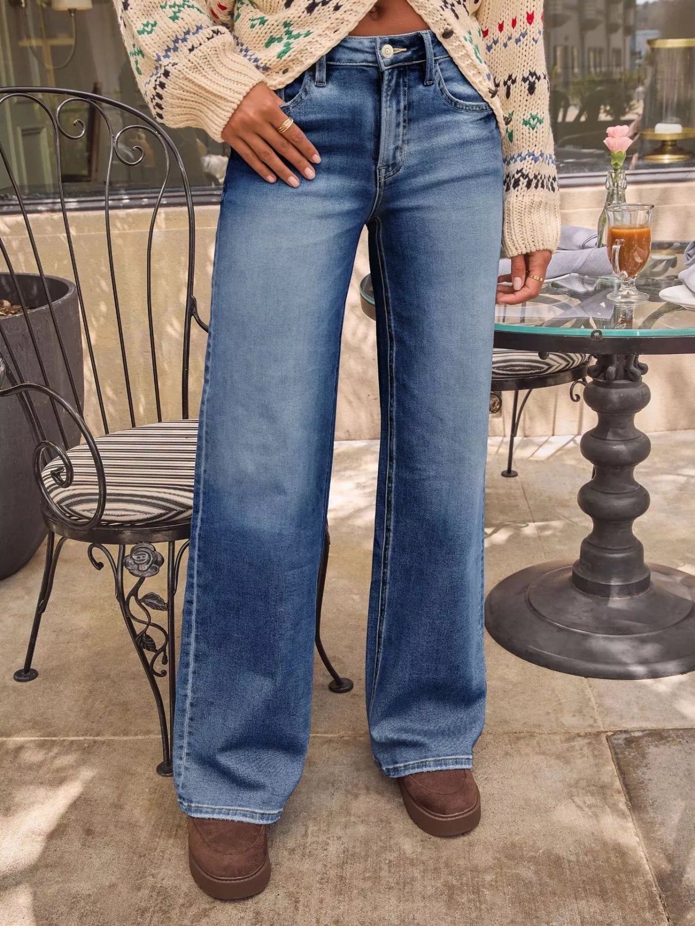 Hazel Blues® |  Washed Wide Leg Jeans