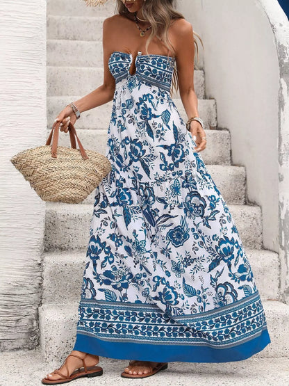 Hazel Blues® |  Floral Print Strapless Maxi Dress