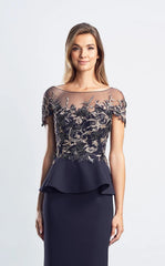 Alexander by Daymor 1459 Long Peplum Formal Floral Dress