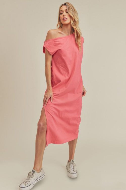 Hazel Blues® |  Aemi + Co Side Slit Round Neck Sleeveless Midi Dress