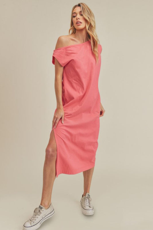 Hazel Blues® |  Aemi + Co Side Slit Round Neck Sleeveless Midi Dress