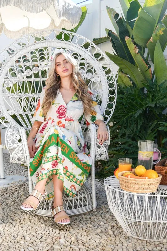 Hazel Blues® |  VERY J Button Down Printed Midi Dress