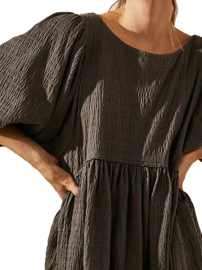 Hazel Blues® |  Cutout Textured Long Sleeve Mini Dress