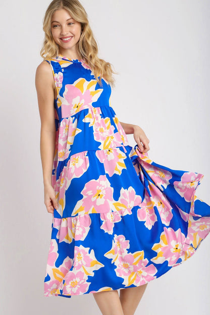 Hazel Blues® | Umgee Floral Tiered Midi Tank Dress