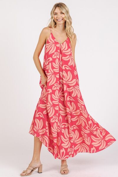 Hazel Blues® |  Mittoshop Printed V-Neck Maxi Cami Dress with Pockets