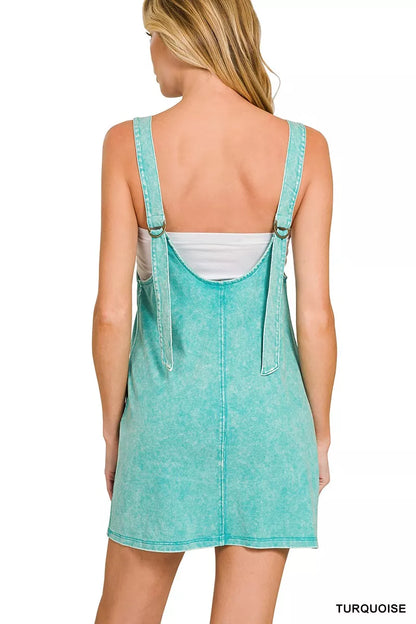 Hazel Blues® |  Zenana Acid Washed Overall Knit Mini Dress
