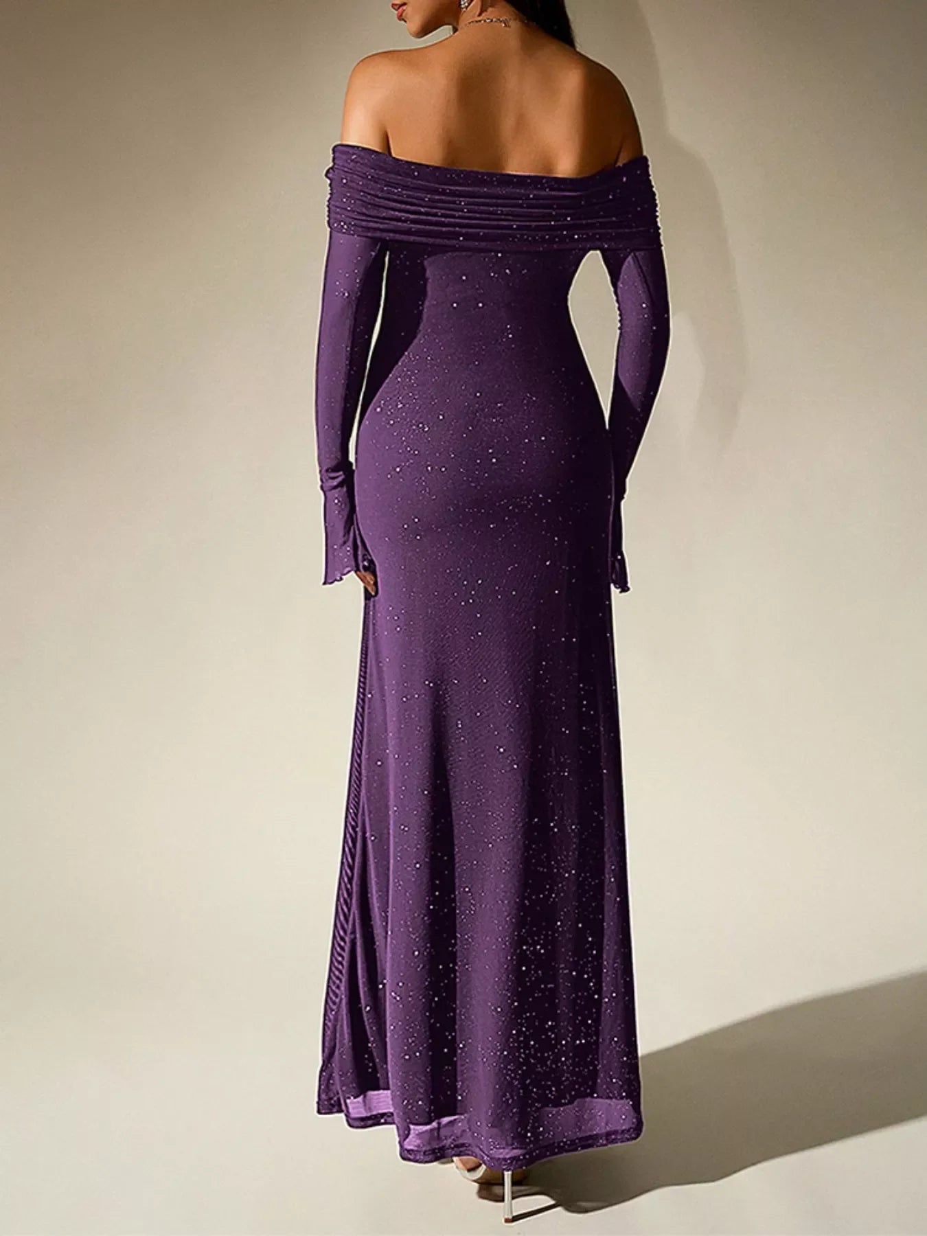 Hazel Blues® |  Glitter Off-Shoulder Maxi Dress