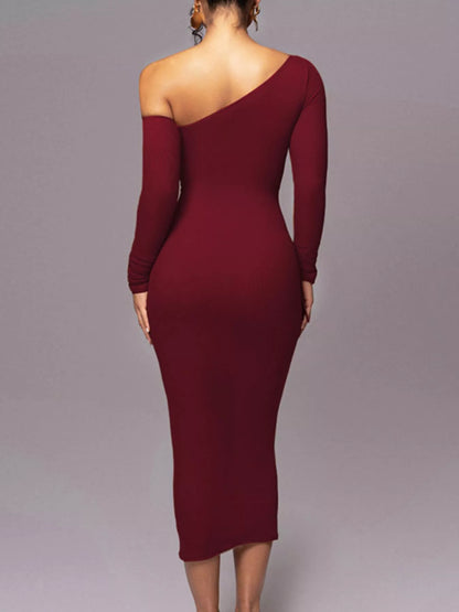 Hazel Blues® |  One-Shoulder Ruched Bodycon Midi Dress