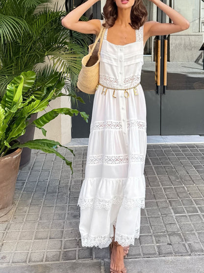 Hazel Blues® |  Lace Detail Wide Strap Dress