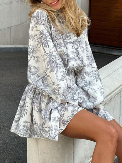 Hazel Blues® | Floral Print Tie Waist Mini Dress