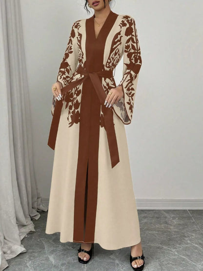 Hazel Blues® |  Printed Tie Waist Maxi Dress