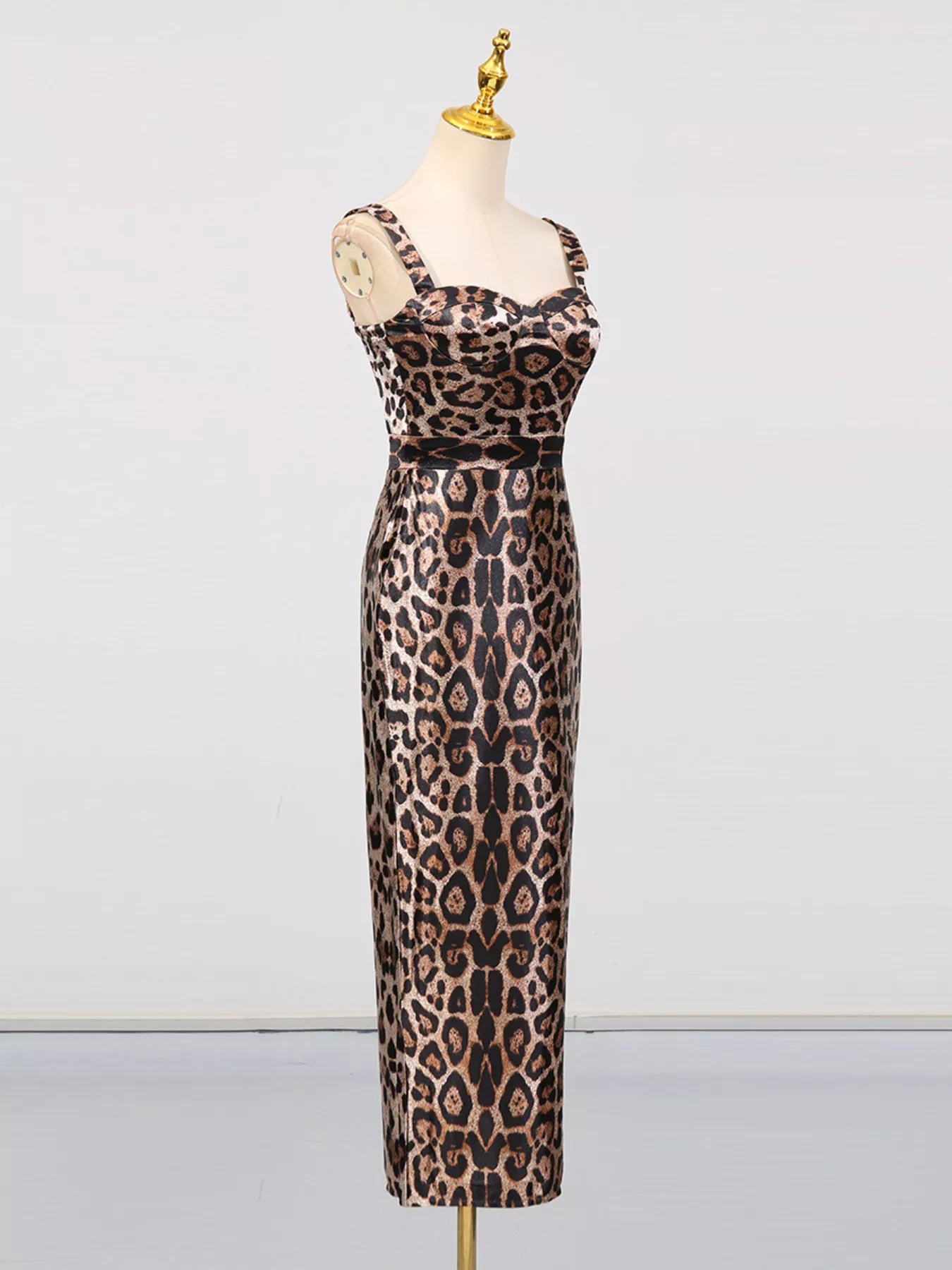 Hazel Blues® |  Leopard Print Bodycon Back Slit Midi Dress