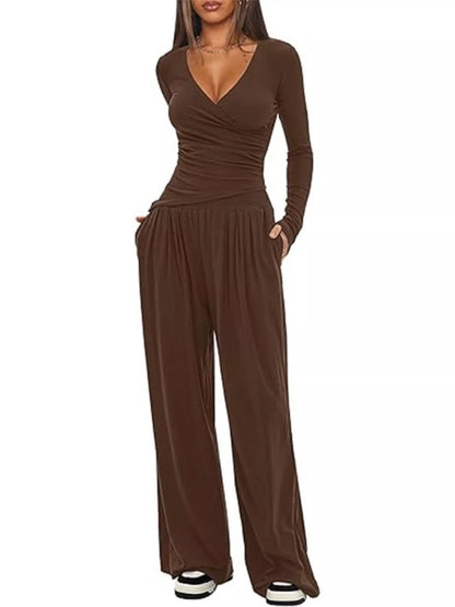 Hazel Blues® |  Casual Long Sleeve Top and Wide Leg Pants Set