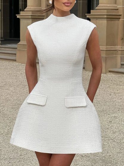 Hazel Blues® |  Cutout Back Round Neck Cap Sleeve Mini Dress