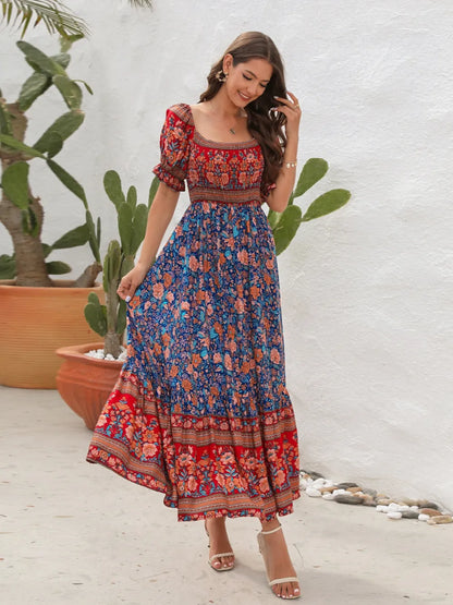 Hazel Blues® |  Floral Flounce Sleeve Midi Dress