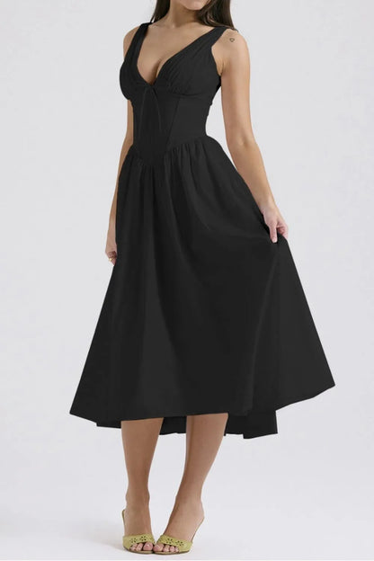 Hazel Blues® |  Ruched V-Neck Sleeveless Dress with Pockets