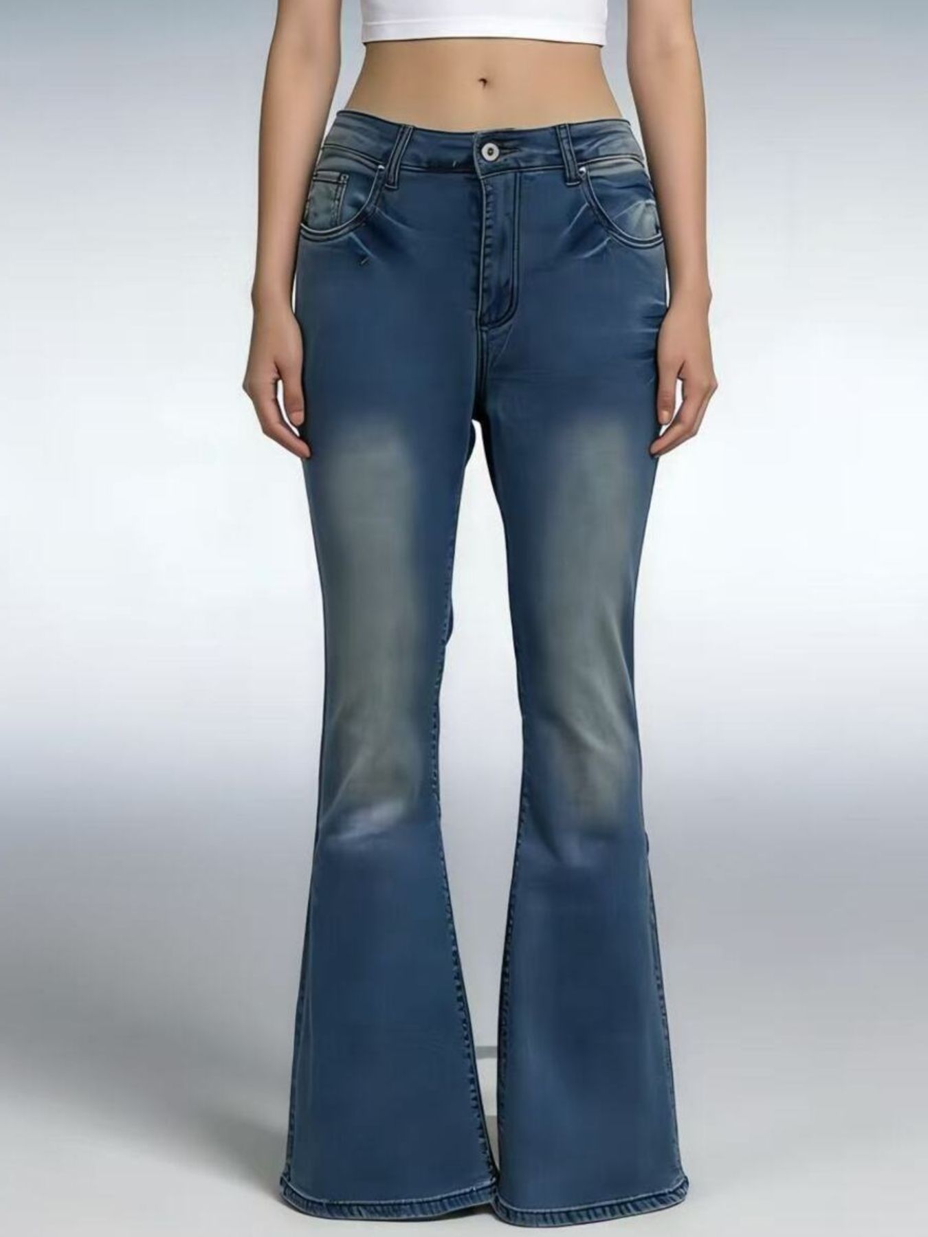 Hazel Blues® | Vintage Wash High-Waisted Flare Jeans
