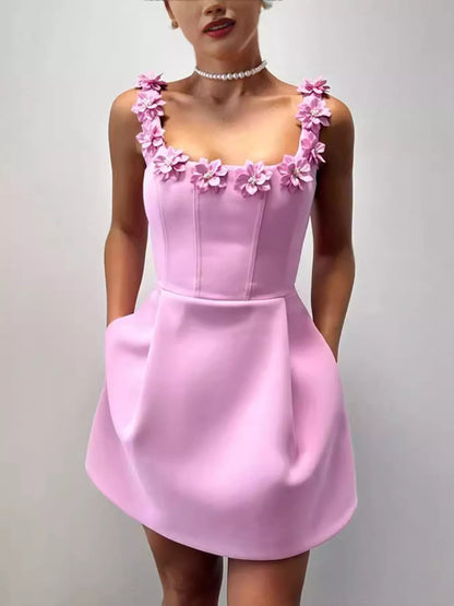 Hazel Blues® |  Floral Sleeveless Mini Dress with Pockets