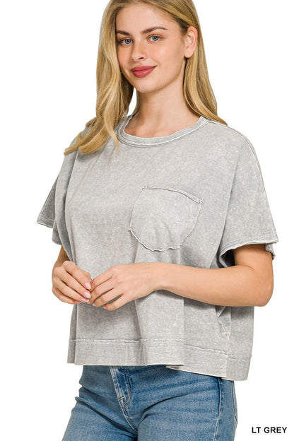 Hazel Blues® |  Zenana Halo Snow Washed Boxy Top & Shorts Set