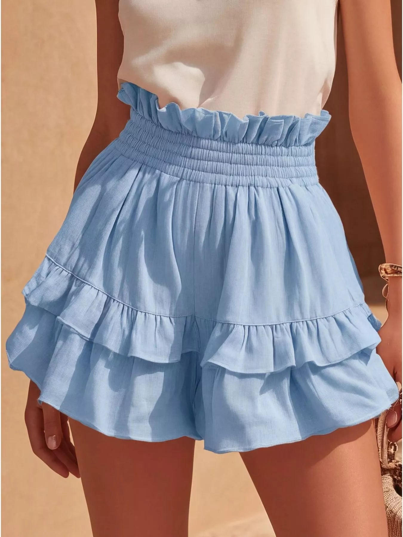 Hazel Blues® | Ruffled High-Waisted Shorts