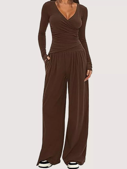 Hazel Blues® |  Casual Long Sleeve Top and Wide Leg Pants Set