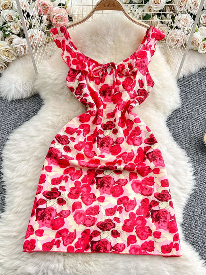 Hazel Blues® |  Floral Print Ruffle Trim Mini Dress