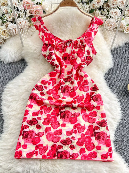 Hazel Blues® |  Floral Print Ruffle Trim Mini Dress