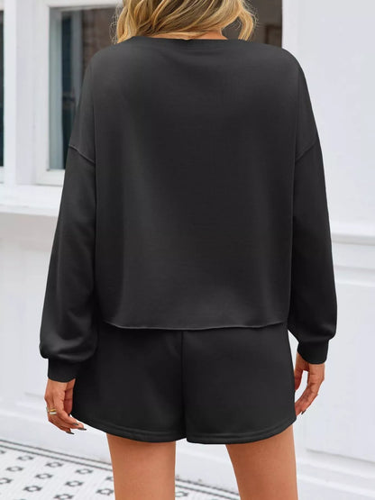 Hazel Blues® |  Pearl Embellished Round Neck Top and Skort Set