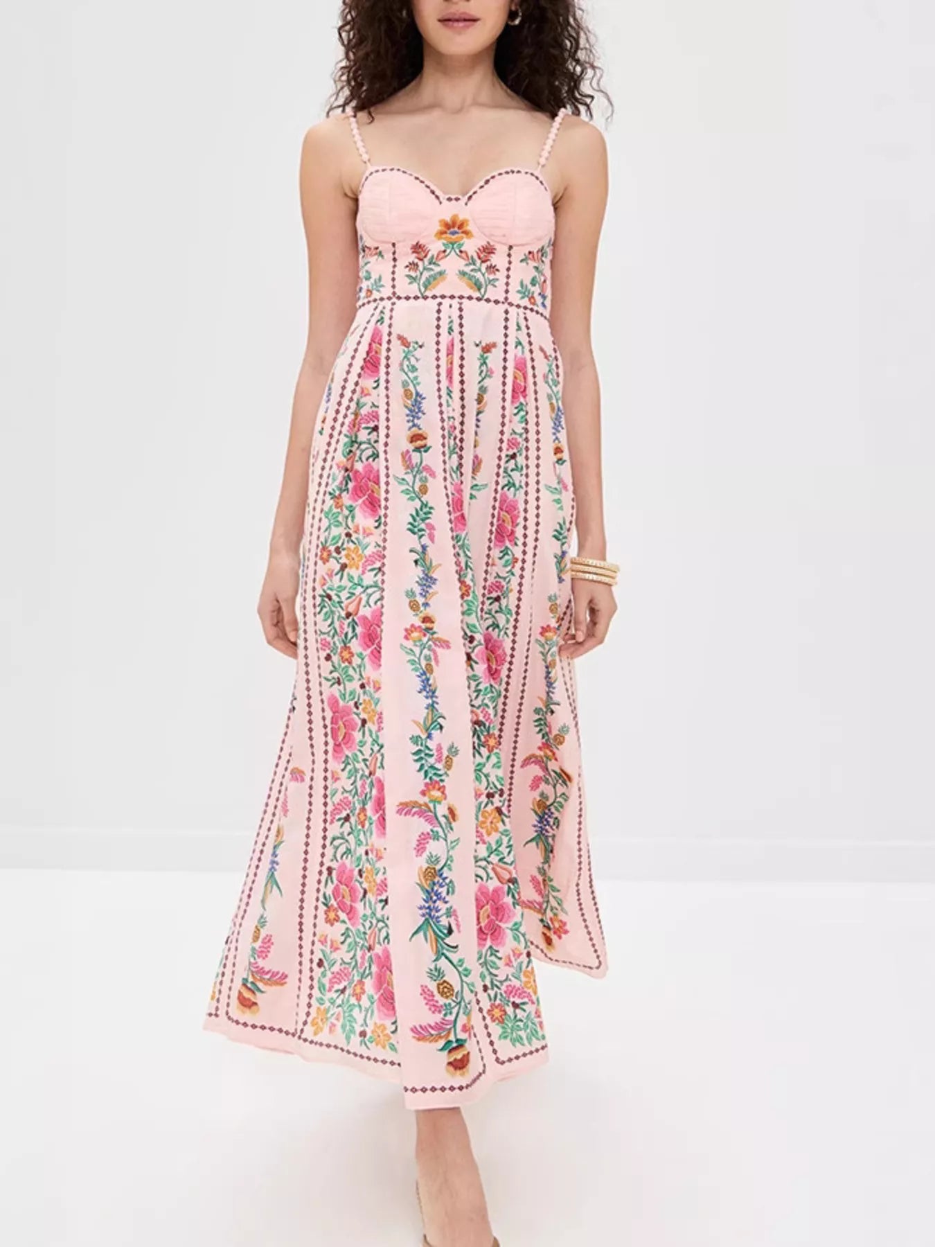 Hazel Blues® |  Floral Print Sweetheart Neck Dress