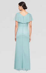 SL Fashions 9133254 Long Formal Mother of the Bride Capelet Dress