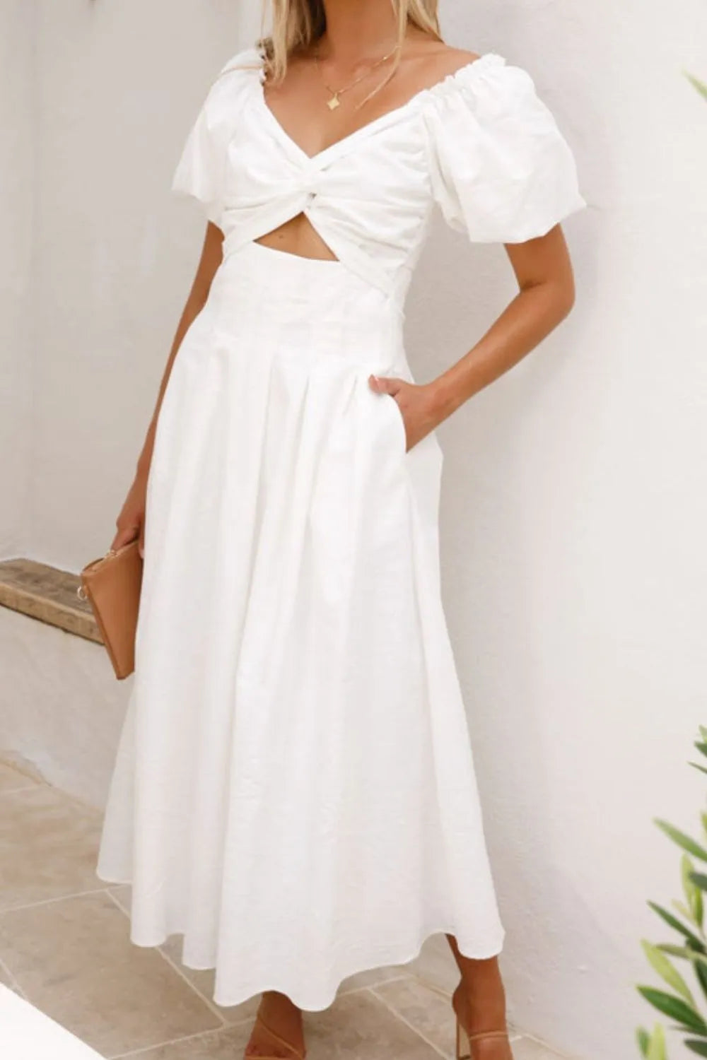 Hazel Blues® |  Sweetheart Neck Puff Sleeve Dress