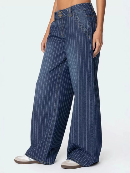 Hazel Blues® |  Striped Wide Leg Jeans
