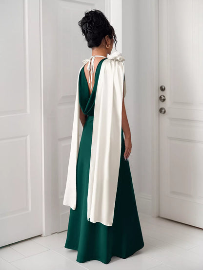 Hazel Blues® |  Floral Applique Two Tone Maxi Dress