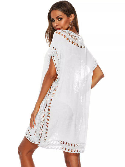 Hazel Blues® | Crochet Trim V-Neck Cover-Up Dress