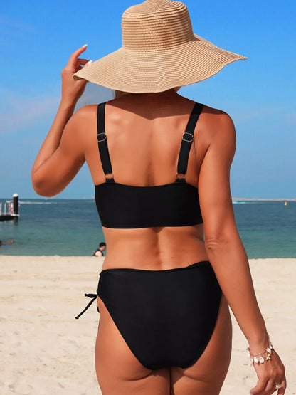 Hazel Blues® | Palm Tree Cutout Lace-Up Swim Set