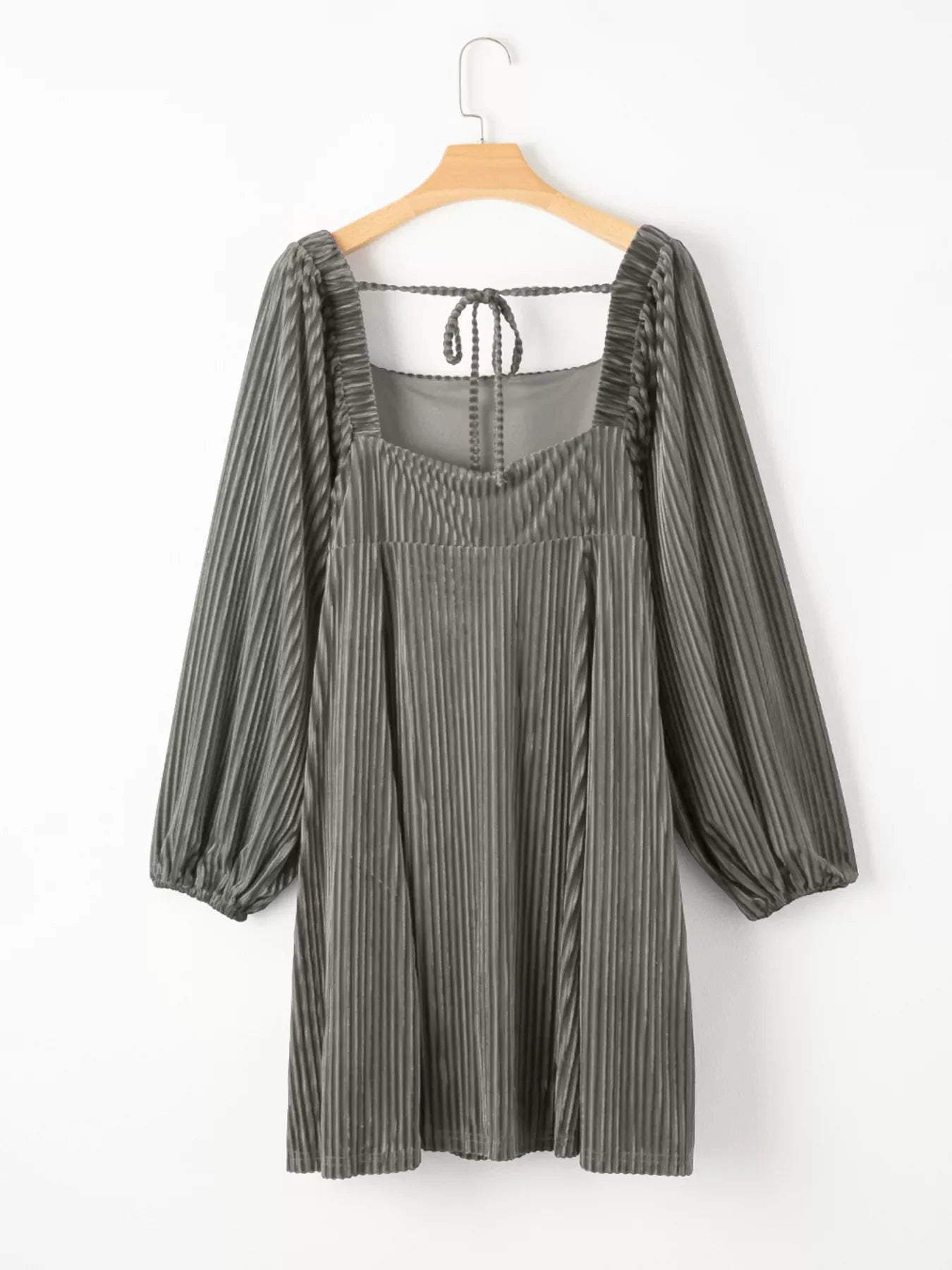 Hazel Blues® |  Tie Back Square Neck Velvet Babydoll Dress