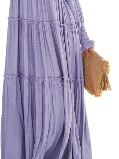 Hazel Blues® |  V-Neck Long Sleeve Tiered Maxi Dress