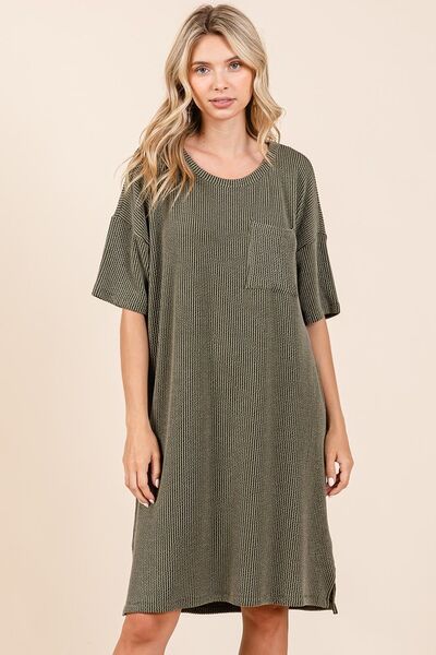 Hazel Blues® |  Mittoshop Urban Rib Knit Short Sleeve Tee Dress