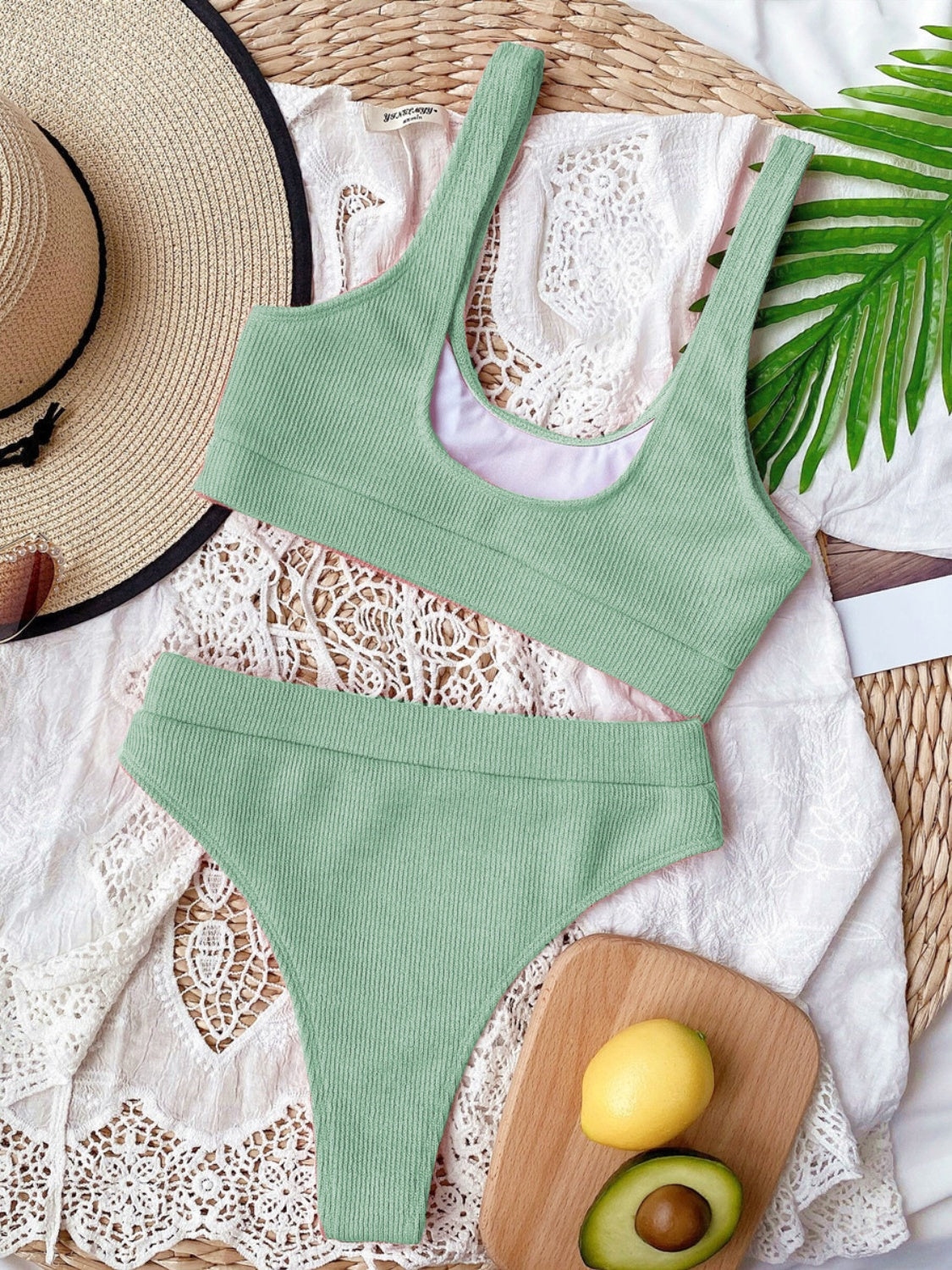 Hazel Blues® | Scoop Neck Wide Strap Two-Piece Swim Set