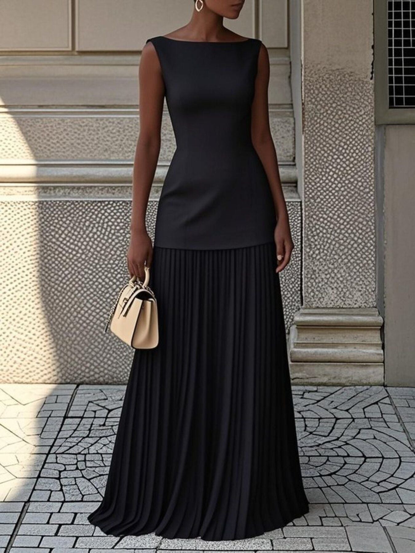 Hazel Blues® | Sleeveless Top and Pleated Maxi Skirt Set